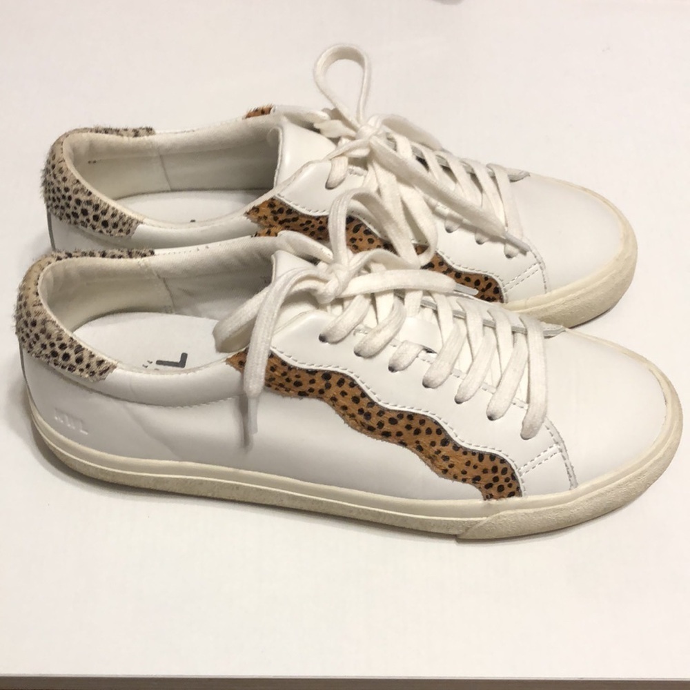 Women’s Madewell Sidewalk Low-Top Calf Hair Animal Print Leather Sneakers Size 8 - Picture 4 of 12